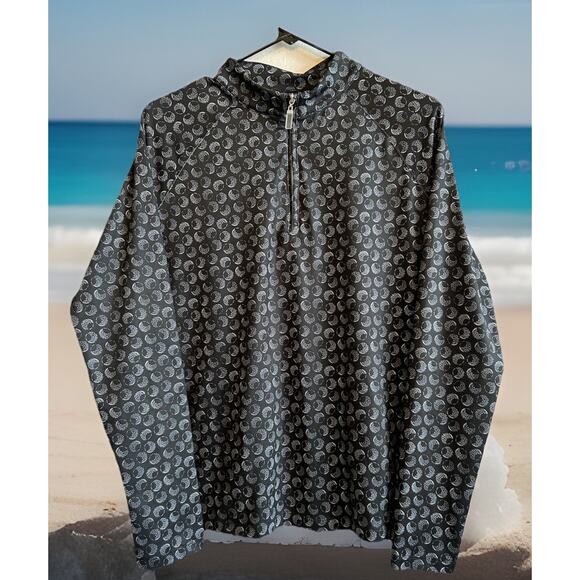 Womens Long Sleeve Top SPF 50 Golf Ball Print Graphic Golf Black Fun Slimming M - Picture 2 of 9